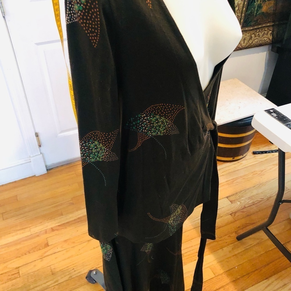 Diane Von Furstenberg DVF size 12 skirt set brown print wrap top & bias cut - Picture 10 of 16